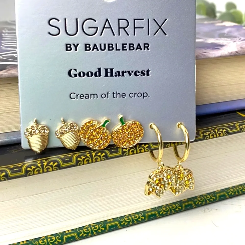 Sugarfix by BaubleBar Good Harvest Autumn 3 Pair Earrings Set Halloween Fall 🎃 - Picture 1 of 3